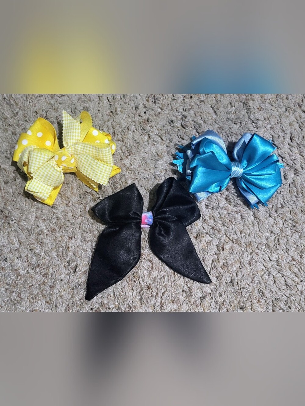Kids Hair Bow Set - Yellow, Blue & Black
